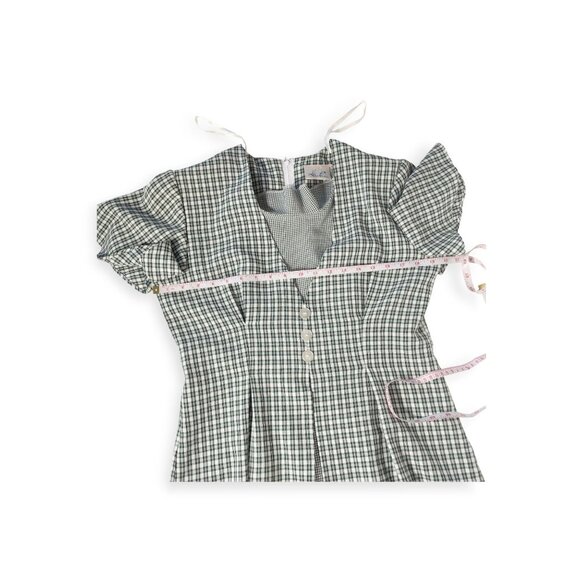 Vintage Green Plaid Short Sleeve Button-Down Midi Dress By Kathie Lee SZ 8 - Picture 8 of 8